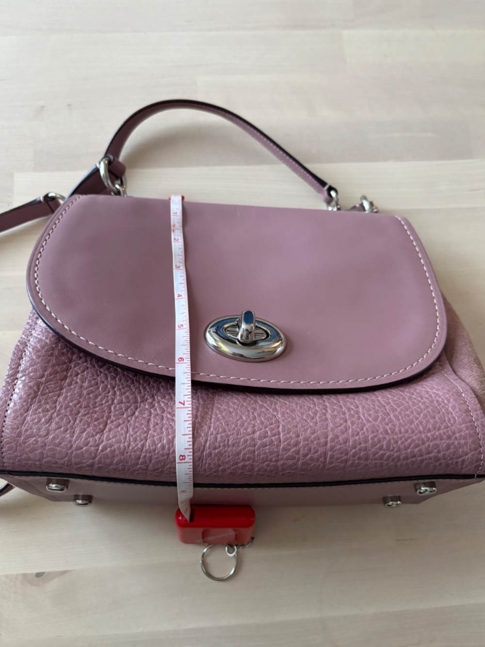 Coach Carrie Convertible Shoulder Bag-Lilac/ Blossom Pebbled Leather - Picture 8 of 8